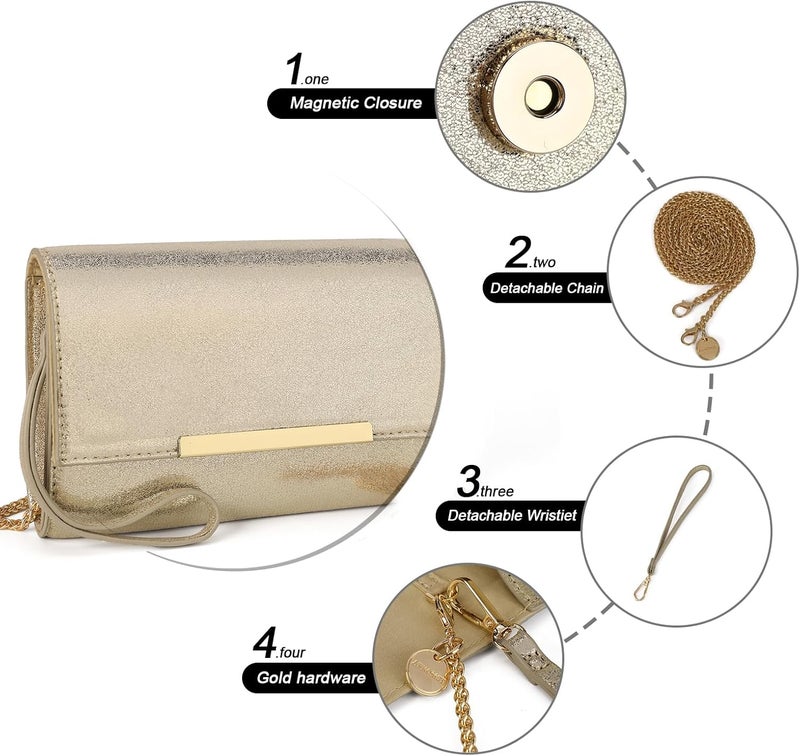 AFKOMST Small Clutch Purses for Women Formal Evening Bag Crossbody and Wristlet Handbags for Party Prom Cocktail Wedding - Image 5